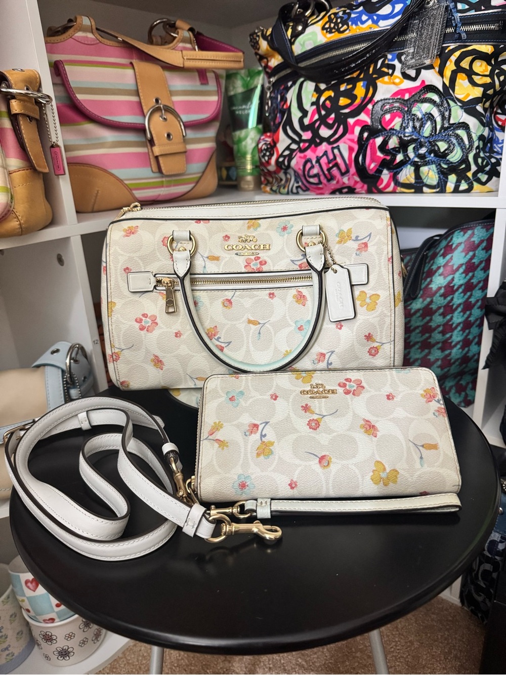 Coach Floral Rowan Satchel & Wallet Set